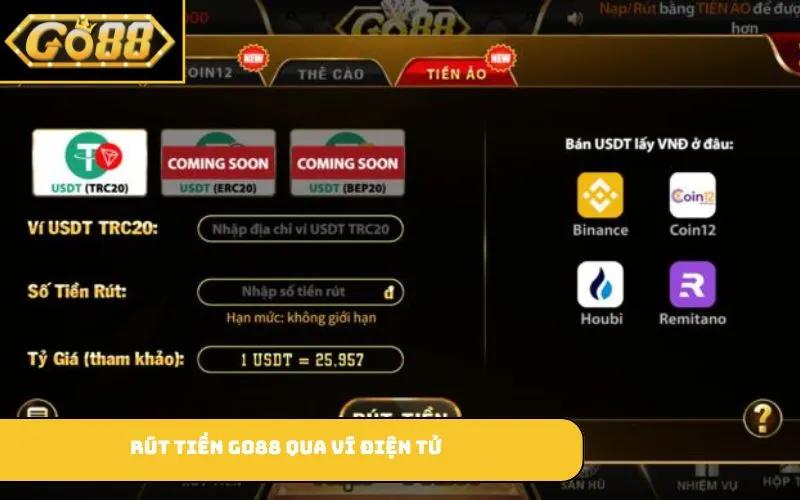 Rút tiền GO88 qua ví điện tử